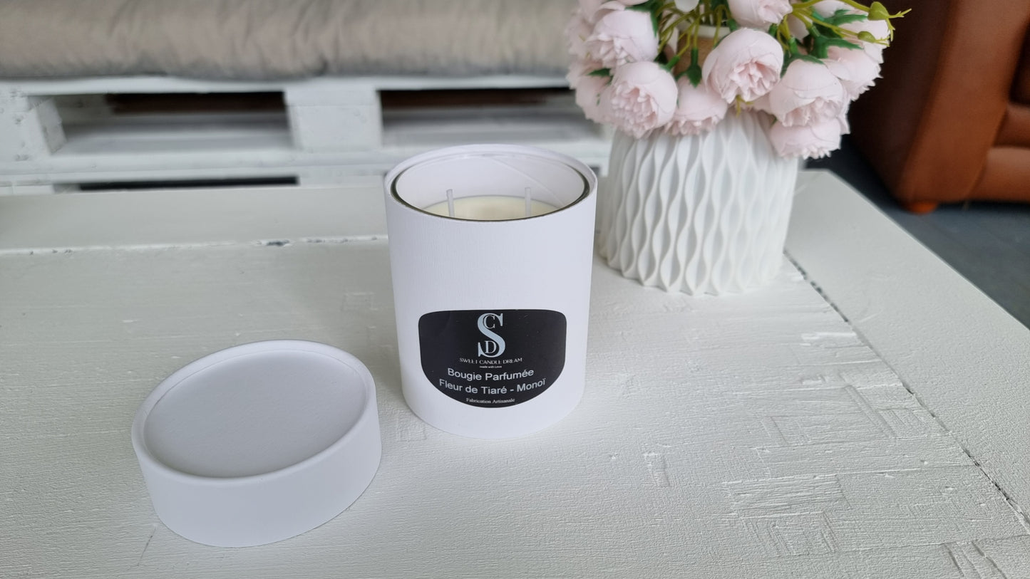 Bougie parfumée "Fleur de Tiaré - Monoï" - 220g